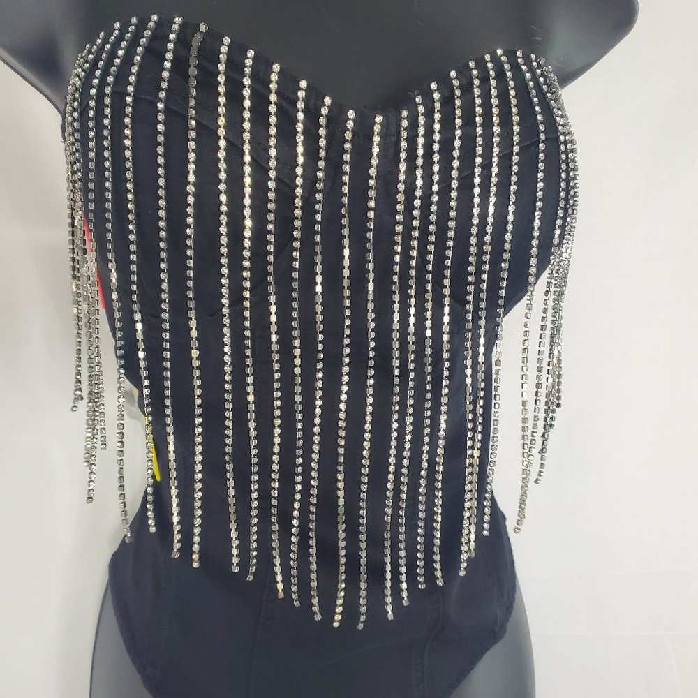 CRYSTALTUBE TOP DENIM ROMPER